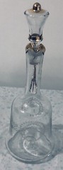 Glass Decanter w/ handle, stopper Gold leaf Etched Design 11-1/2” H