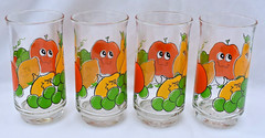Nancy Lynn – ANTHROPOMORPHIC FRUIT FACE – Set of 4 – WATER Glasses