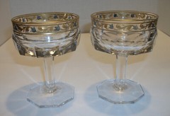 Bohemian Moser Baccarat Style Vintage High Quality PAIR Crystal Sherbets Bonbons