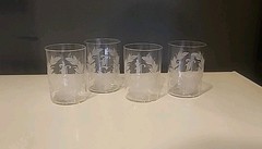 Antique Set of 4 Small Floral Design Monogram Letter L Glasses
