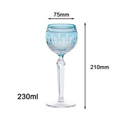 Bohemian Light Blue Cut to Clear Crystal Wine Goblet 230ml Hand Blown Vintage St