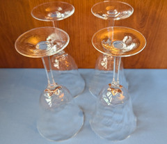 4 Lenox Allure crystal water glass goblets, petal stem, optic crystal, 7 5/8″