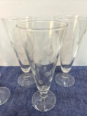 5 Pilsner Glasses Etched Polka Dot Vintage Mid Century Modern Beer Steins MCM