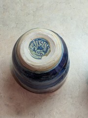 Studio Art Pottery Drip Glaze Drinking Tumblers Set Of 2 Signed