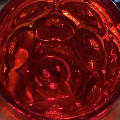 Red Glass Moon and Stars Water Goblet. Imperfection