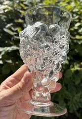 Rare Vintage Mold Blown Grape Bunch & Leaves Tea Tumbler Glass Clear Cup MCM Cup