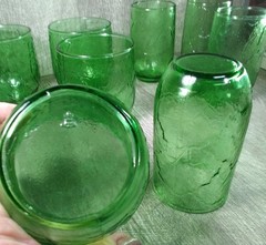 Vintage 8 Anchor Hocking Sherwood Leaf Spearmint Green Juice Tumblers 8 & 12 oz.