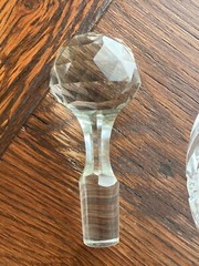 Set of 6 Vintage Optic Wine Glasses W/ Platinum Trim And Decanter