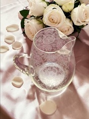 Glastonbury Lotus Glass 80 oz. Pitcher Bridal Bouquet (Chip on Rim)