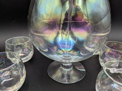West Virginia Glass Iridescent Clear Brandy Snifter Set Of 6 Glasses Barware MCM