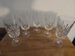 GORHAM 5pc «DIAMOND CUT» King Edward Crystal Ice Tea Beverage Glasses