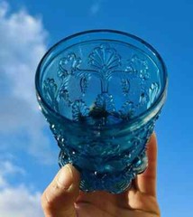 PORTIEUX EMPIRE GLASS CUP COLORED BLUE COLOR LE CREUSOT BACCARAT S LOUIS