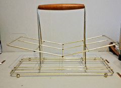 8 Vintage MCM Atomic Gold Starburst Glasses With Metal Caddy