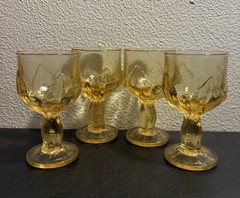 Vintage Tiffin Glass Goblets Corn Silk Yellow Vintage USA Ohio Lot Of 4