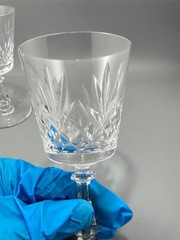 Val St Lambert Crystal Rochelle Wine Goblet Glasses 6″ Set of 2