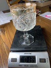 Antique US Glass Regal Clear/Gold Trim Water Goblet EAPG 1906 Stem 6” Tall