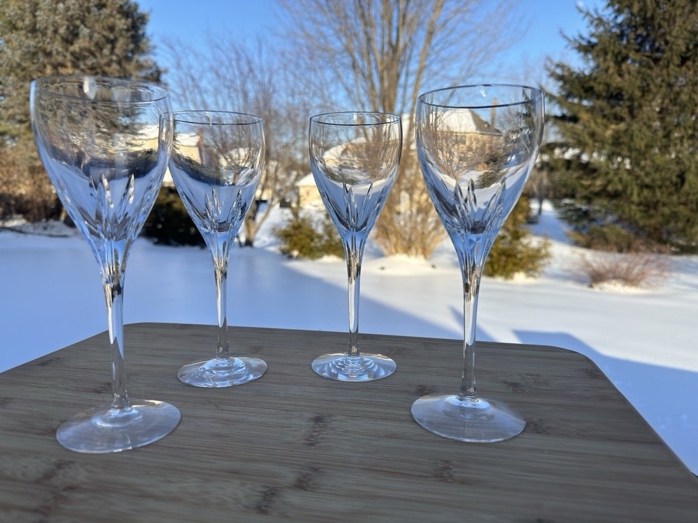 Lenox Crystal Firelight Water 7-3/4” Wine Glasses platinum 6 Oz ~Set Of 4