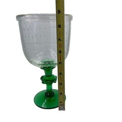 Bullicante Goblet Chalice Clear Green Art Glass Controlled Bubbles 8.75″ Tall