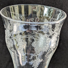ANTIQUE FOSTORIA NEW VINTAGE GRAPE ETCH #227 STEM 858 5 1/2″ PARFAIT/CHAMPAGNE