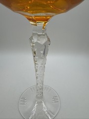 Hortensja Hortensia Amber Cut to Clear Tall Crystal Hock Wine Glass Grape Leaf