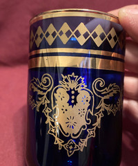 Vintage Cobalt Blue & Gold Gilded Tumbler