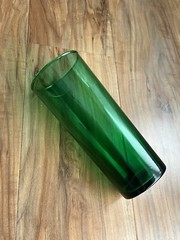 Vintage Green Glass Tumbler 6.5 Inches Tall 2.75 Inches In Diameters Opening