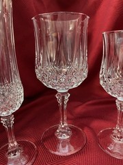Cristal d’Arques Longchamp Set of 5 Champagne Water Wine Sherry & Cordial Qty Av