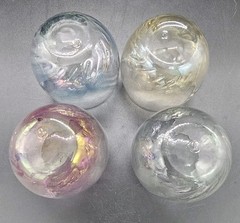Vintage MCM Set Of 4 Pink Blue Yellow & Green Roly Poly 4oz Libbey Glasses
