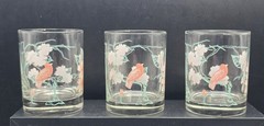 VINTAGE Set of 6 Taylor Smith & Taylor «Boutonniere» Rocks Glasses Pink Floral