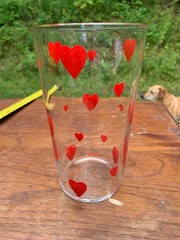 Vintage Schwartz Mustard Glass – Playing Card Suits ~Retro Glassware – Barware