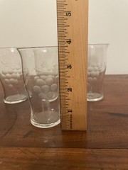 Vtg Marion Glass Etched Grape and Leaves Juice Glass Water Tumbler Set of 4