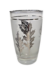 6 Vintage Libbey Silver Leaf Frosted Tumbler Glasses Mid Century 10 oz Barware