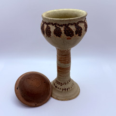 Vintage Pottery Wine Goblet (with lid)