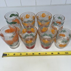 Orange Juice Glasses Lot of 8 Vintage Mid Century Modern Retro 4-6 Ounces GUC