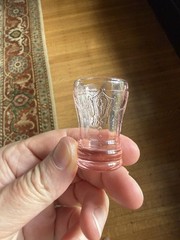 Vintage Mosser Glass Pink Jennifer #11 cameo pattern pitcher and glass (4) set.