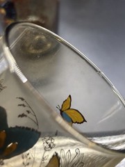 6 Libbey Tawny Garden Party Tumbler Butterfly Vntg Monarch glasses 1970’s Read