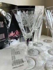 Franklin Mint LES FLEURS Crystal Champagne Glasses Set Of 10 Floral Botanical