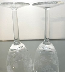 Stemmed Cordial Liqueur Glass Barware Set Of 2 Etched Elegant Floral 5.25″ Tall