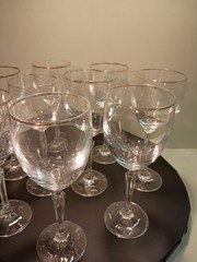 Lot of 9 – Vintage Schott Zweisel Concord Gold Wine Water Glasses Goblets