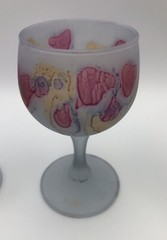 VTG Set of 5 Rueven Nouveau Art Cordial Glasses Water Color Satin Finish Mint 