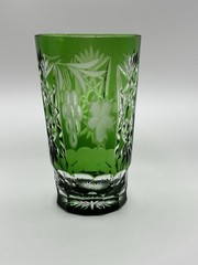 Ajka Marsala Emerald Green Cut to Clear Highball Tumbler 5 1/4″