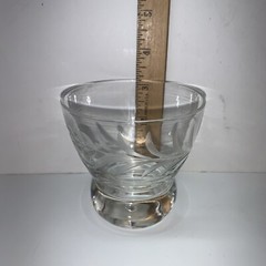 Vintage Set Of 3 Wheat Etched Low Ball Glasses 3” High MCM Heavy Round Bottom