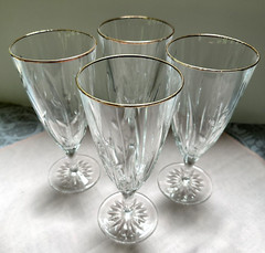 Cristal D’Arques Durand Casandra Gold Blown Glass Iced Tea Glasses Lot of 4