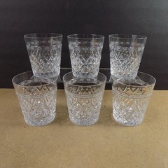 6 Wedgwood Crystal Cheslyn Double Old Fashioned Tumblers 4″ Tall VGC