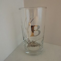 MCM Barware Monogrammed Letter B Platinum Silver Tone Drinking Glass