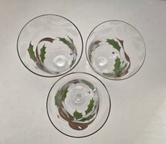 Set Of 3 Lenox Holiday Plaid Ribbon Iced Tea Glasses Goblets 6 3/4″ EUC