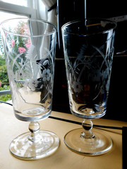 Rock Sharpe Ice Tea Glasses 3006-14 Cut Floral TWO 6-5/8″