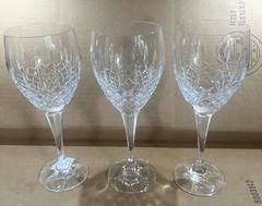 3 Mikasa Crystal Coventry 9″ Wine Glasses / Water Goblets