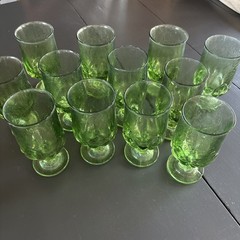 Vintage SET OF 12 Tiffin Franciscan Cabaret Olive Green 7” Tea/Wayer Goblets