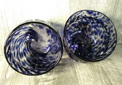 Cobalt Blue Tumbers,Pair Hand Blown Signed Dated 2000,